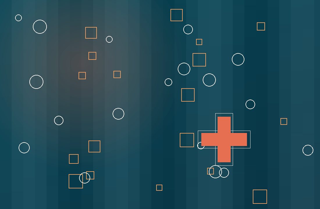 Stylised composition of a teal background with a coral pharmacy cross and geometric overlays representing the Walgreens reference content collection.